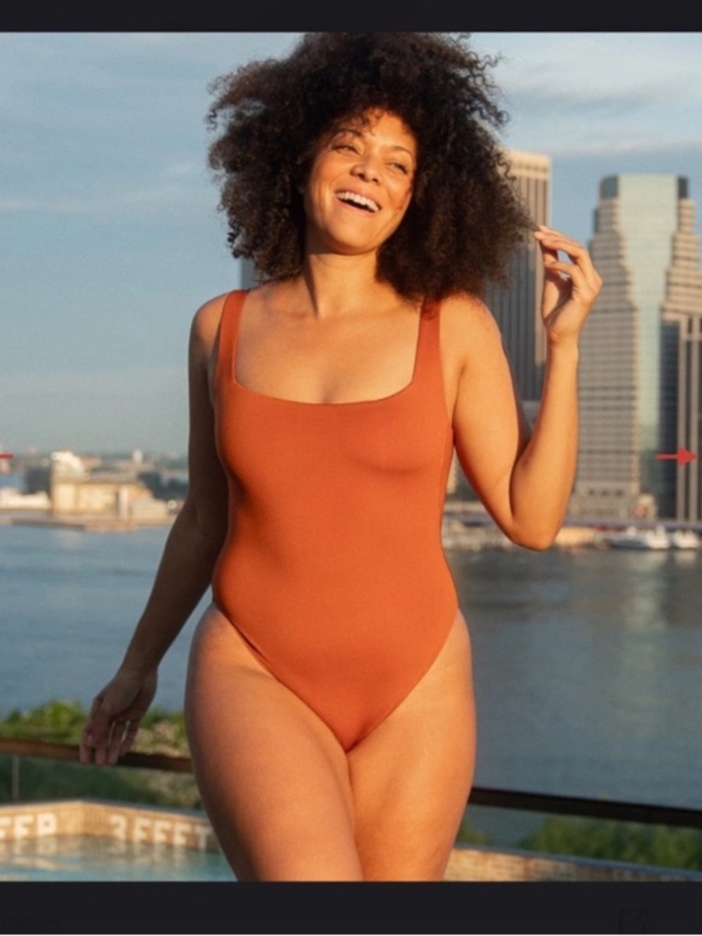 Left On Friday Minimal Square-Neck One-Piece in Rust